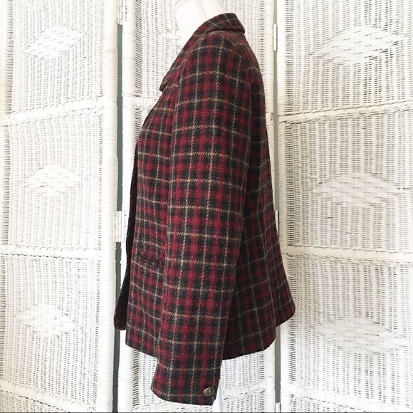 Vintage C&W Black Red Tweed Plaid Wool Preppy Blazer 12 - Picture 2 of 14
